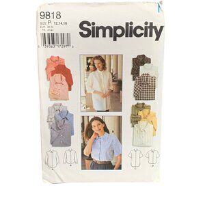 Vintage Simplicity 9818 Sewing Womens Pattern Blouses Size 12 14 16